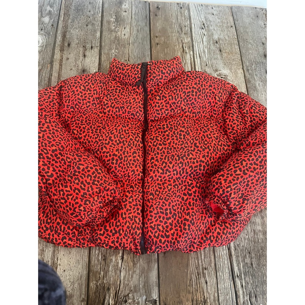 Fabletics Red Leopard Print Puffer Jacket Womens 3X JT2253897 Full Zip Quilted